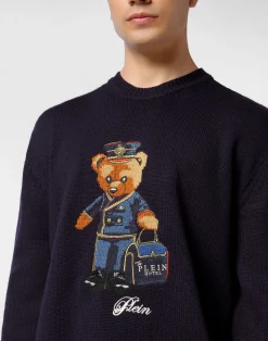 PHILIPP PLEIN Round Neck Knitted Pullover Reception Teddy><noscript><img data-lazyloaded=