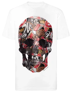 PHILIPP PLEIN Round Neck T-Shirt Beer Skull>Uomo T-Shirts