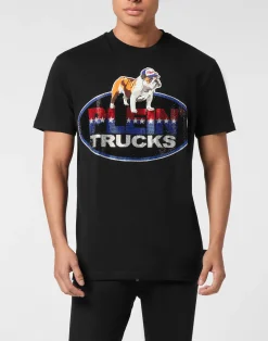 PHILIPP PLEIN Round Neck T-Shirt Bulldog Crystal><noscript><img data-lazyloaded=