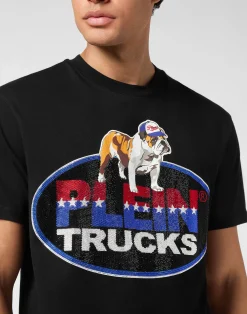 PHILIPP PLEIN Round Neck T-Shirt Bulldog Crystal><noscript><img data-lazyloaded=