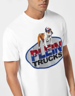 PHILIPP PLEIN Round Neck T-Shirt Bulldog Crystal><noscript><img data-lazyloaded=
