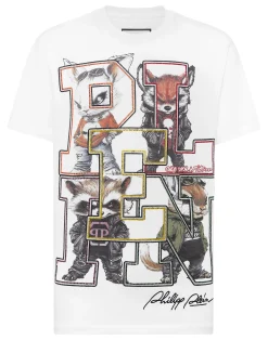 PHILIPP PLEIN Round Neck T-Shirt College Animals Outline>Uomo T-Shirts