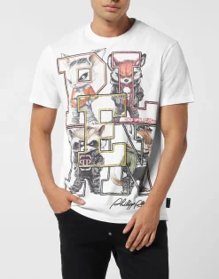 PHILIPP PLEIN Round Neck T-Shirt College Animals Outline><noscript><img data-lazyloaded=