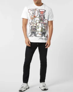 PHILIPP PLEIN Round Neck T-Shirt College Animals Outline><noscript><img data-lazyloaded=