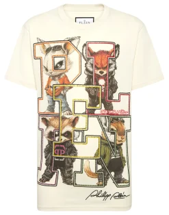 PHILIPP PLEIN Round Neck T-Shirt College Animals Outline>Uomo T-Shirts