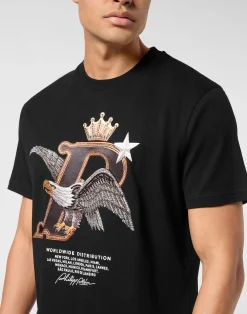 PHILIPP PLEIN Round Neck T-Shirt Eagle Plein Worldwide><noscript><img data-lazyloaded=