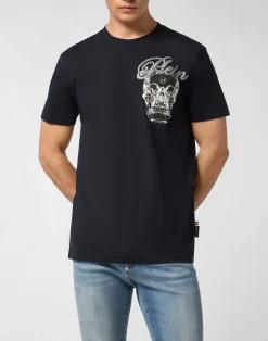 PHILIPP PLEIN Round Neck T-Shirt Glass Skull>Uomo T-Shirts
