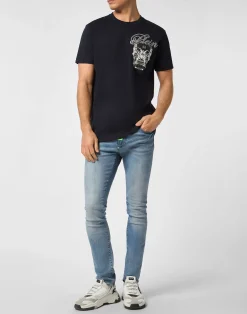 PHILIPP PLEIN Round Neck T-Shirt Glass Skull><noscript><img data-lazyloaded=