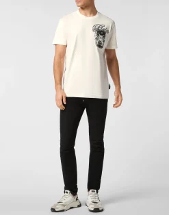 PHILIPP PLEIN Round Neck T-Shirt Glass Skull><noscript><img data-lazyloaded=