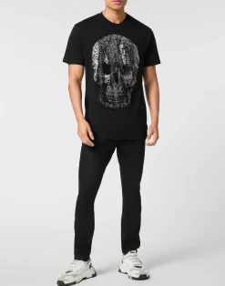 PHILIPP PLEIN Round Neck T-Shirt Gothic Skull><noscript><img data-lazyloaded=