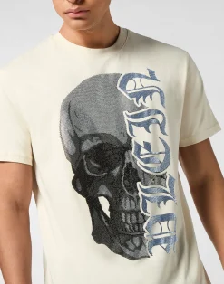 PHILIPP PLEIN Round Neck T-Shirt Gothic Plein Stones><noscript><img data-lazyloaded=