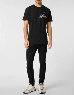PHILIPP PLEIN Round Neck T-Shirt Gradient Skull><noscript><img data-lazyloaded=