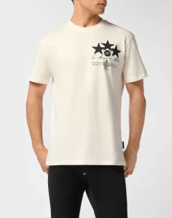 PHILIPP PLEIN Round Neck T-Shirt Leather Patch Stars>Uomo T-Shirts