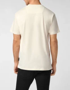 PHILIPP PLEIN Round Neck T-Shirt Leather Patch Stars><noscript><img data-lazyloaded=