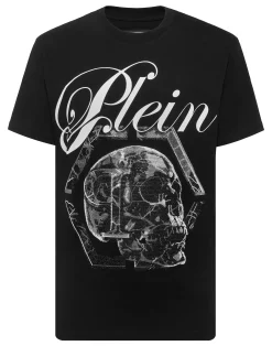PHILIPP PLEIN Round Neck T-Shirt Marble Skull>Uomo T-Shirts