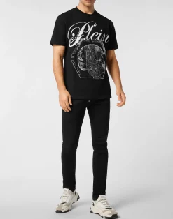 PHILIPP PLEIN Round Neck T-Shirt Marble Skull><noscript><img data-lazyloaded=