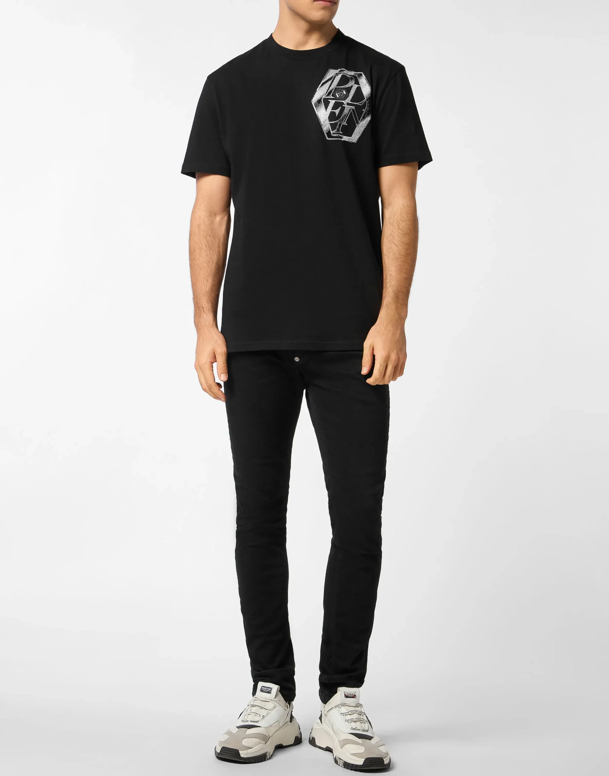 PHILIPP PLEIN Round Neck T-Shirt Metal Plein>Uomo T-Shirts