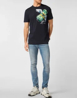 PHILIPP PLEIN Round Neck T-Shirt Money><noscript><img data-lazyloaded=
