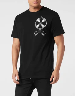 PHILIPP PLEIN Round Neck T-Shirt Puffy Chrome Crest>Uomo T-Shirts