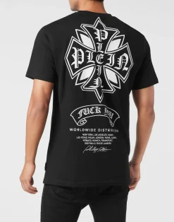 PHILIPP PLEIN Round Neck T-Shirt Puffy Chrome Crest><noscript><img data-lazyloaded=