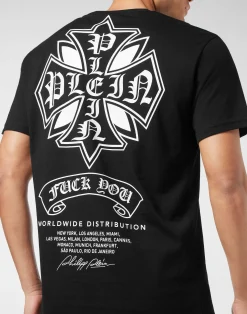 PHILIPP PLEIN Round Neck T-Shirt Puffy Chrome Crest><noscript><img data-lazyloaded=