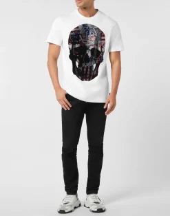 PHILIPP PLEIN Round Neck T-Shirt Skull America><noscript><img data-lazyloaded=