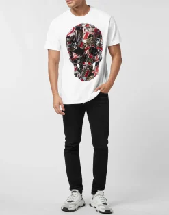 PHILIPP PLEIN Round Neck T-Shirt Skull Stones><noscript><img data-lazyloaded=