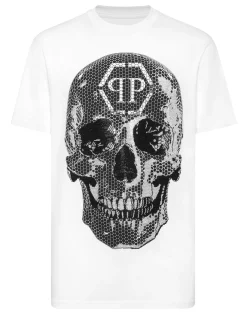 PHILIPP PLEIN Round Neck T-Shirt Skull Strass>Uomo T-Shirts
