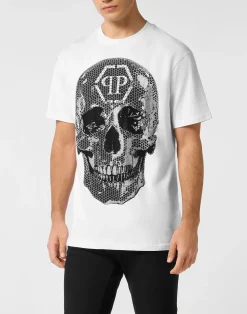 PHILIPP PLEIN Round Neck T-Shirt Skull Strass>Uomo T-Shirts