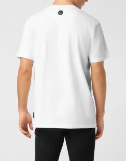 PHILIPP PLEIN Round Neck T-Shirt Skull Strass><noscript><img data-lazyloaded=