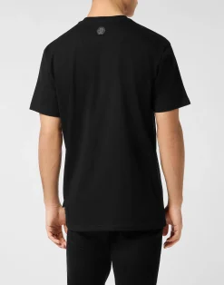 PHILIPP PLEIN Round Neck T-Shirt Skull Strass><noscript><img data-lazyloaded=