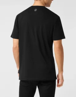 PHILIPP PLEIN Round Neck T-Shirt Skull Strass><noscript><img data-lazyloaded=