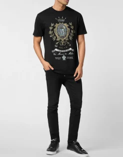 PHILIPP PLEIN Round Neck T-Shirt Stones Crest><noscript><img data-lazyloaded=