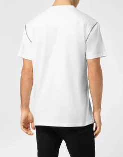 PHILIPP PLEIN Round Neck T-Shirt With Zippers On Sleeves><noscript><img data-lazyloaded=
