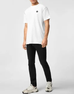 PHILIPP PLEIN Round Neck T-Shirt With Zippers On Sleeves><noscript><img data-lazyloaded=