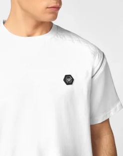 PHILIPP PLEIN Round Neck T-Shirt With Zippers On Sleeves><noscript><img data-lazyloaded=