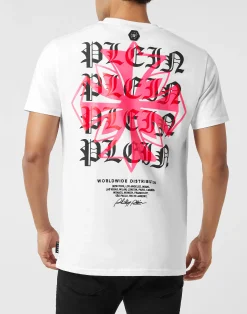 PHILIPP PLEIN Round Neck T-Shirt Worldwide Puffy Crest><noscript><img data-lazyloaded=