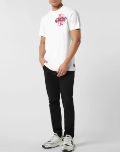 PHILIPP PLEIN Round Neck T-Shirt Worldwide Puffy Crest><noscript><img data-lazyloaded=