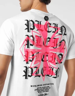 PHILIPP PLEIN Round Neck T-Shirt Worldwide Puffy Crest><noscript><img data-lazyloaded=