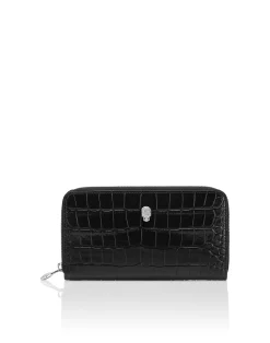 PHILIPP PLEIN Rounded Zip Wallet Cocco>Donna Portafogli E Piccola Pelletteria