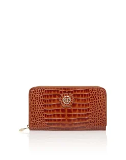 PHILIPP PLEIN Rounded Zip Wallet Cocco Shiny>Donna Portafogli E Piccola Pelletteria