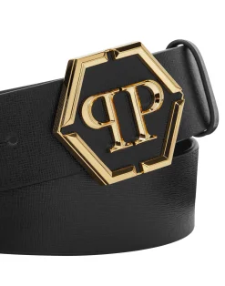 PHILIPP PLEIN Saffiano Leather Belt Hexagon>Uomo Cinture