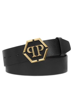 PHILIPP PLEIN Saffiano Leather Belt Hexagon><noscript><img data-lazyloaded=