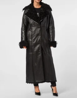 PHILIPP PLEIN Shearling Coat Long>Donna Pelle E Pellicce|Giubbotti