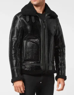 PHILIPP PLEIN Shearling Python Jacket>Uomo Giacche Di Pelle|Giacche E Cappotti