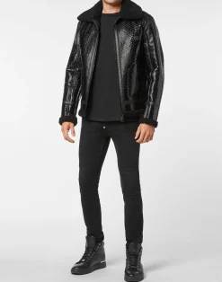 PHILIPP PLEIN Shearling Python Jacket><noscript><img data-lazyloaded=