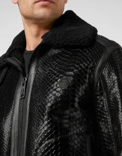 PHILIPP PLEIN Shearling Python Jacket><noscript><img data-lazyloaded=