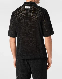 PHILIPP PLEIN Shirt SS Bowling Fit Jacquard Monogram><noscript><img data-lazyloaded=