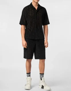 PHILIPP PLEIN Shirt SS Bowling Fit Jacquard Monogram><noscript><img data-lazyloaded=