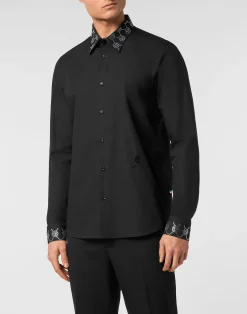 PHILIPP PLEIN Shirt Sugar Daddy Cut LS Monogram Strass Monogram Strass>Uomo Camicie